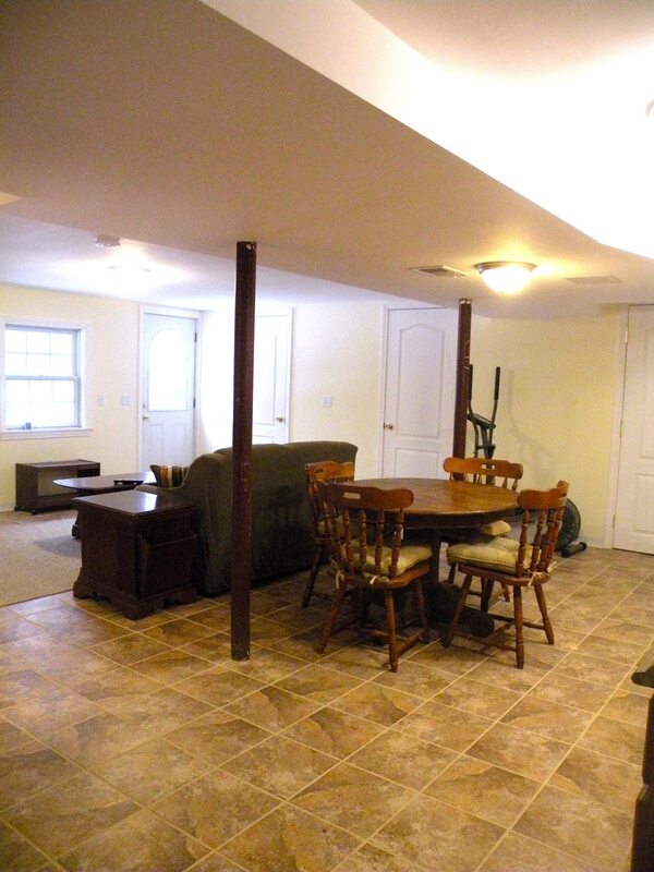 simple basement remodel with tile flooring